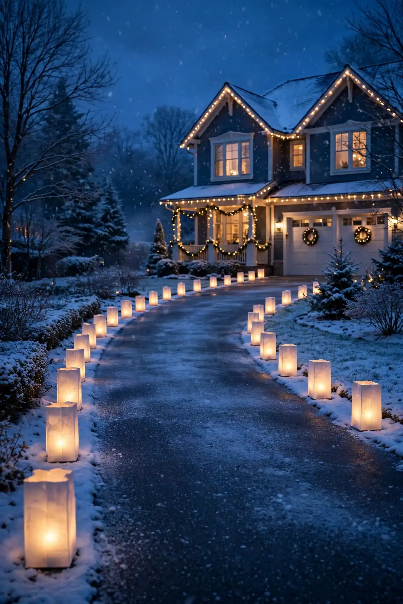 luminaries paper bag lights driveway christmas eve