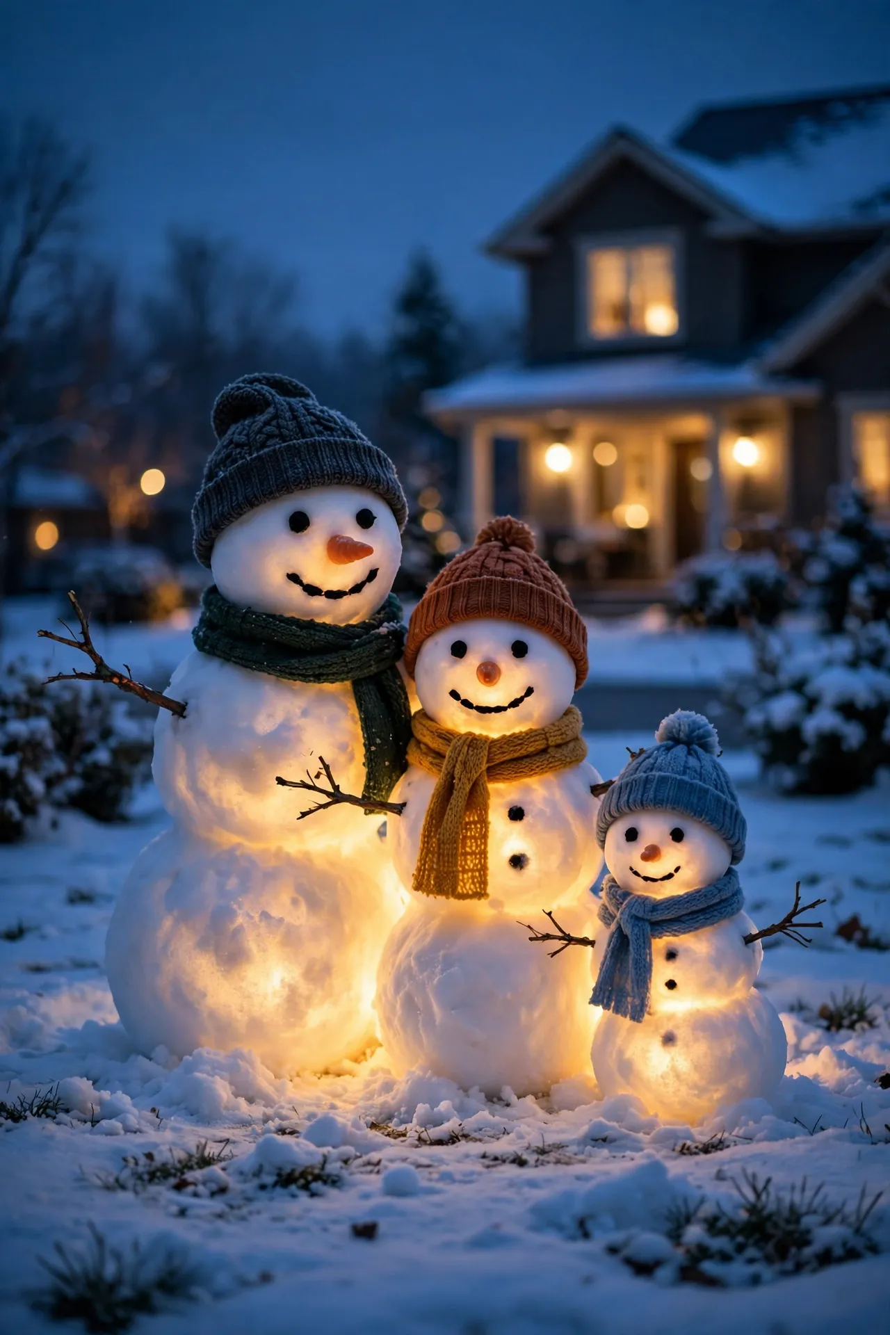 glowing snowman figures yard christmas lights
