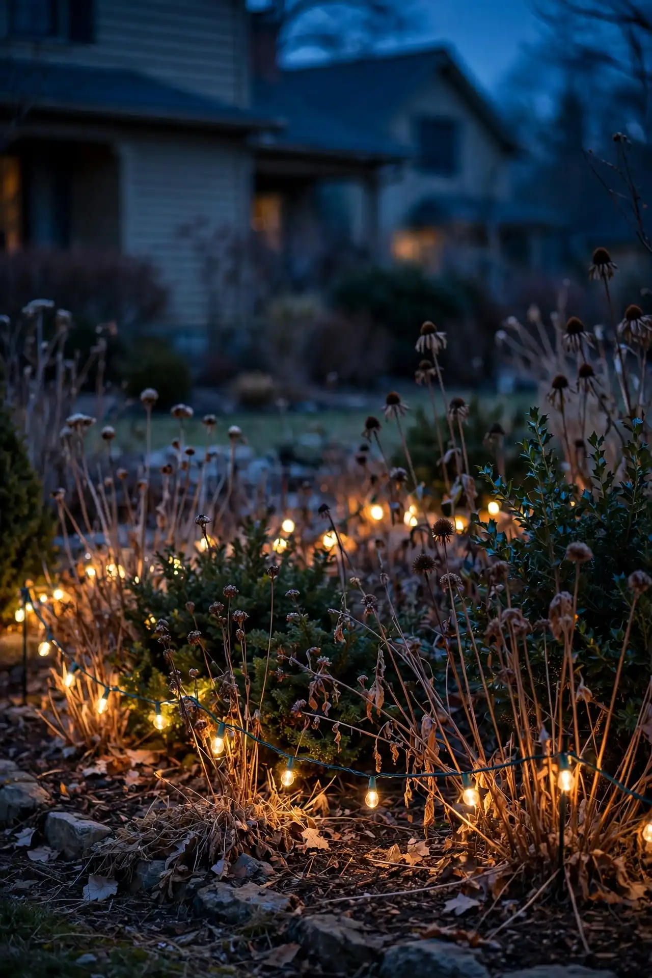 solar powered christmas lights garden bed string