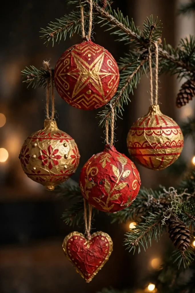 paper mache ornaments christmas