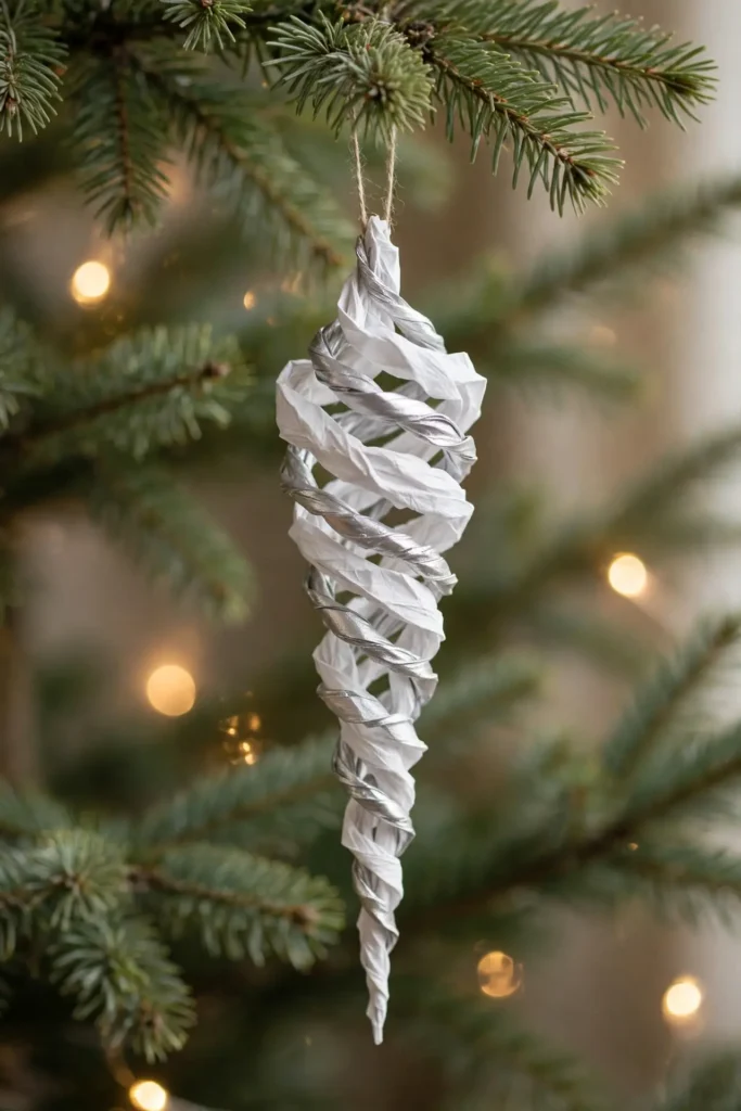 paper icicle ornaments christmas tree