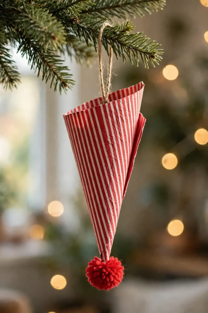 paper cone ornaments christmas tree