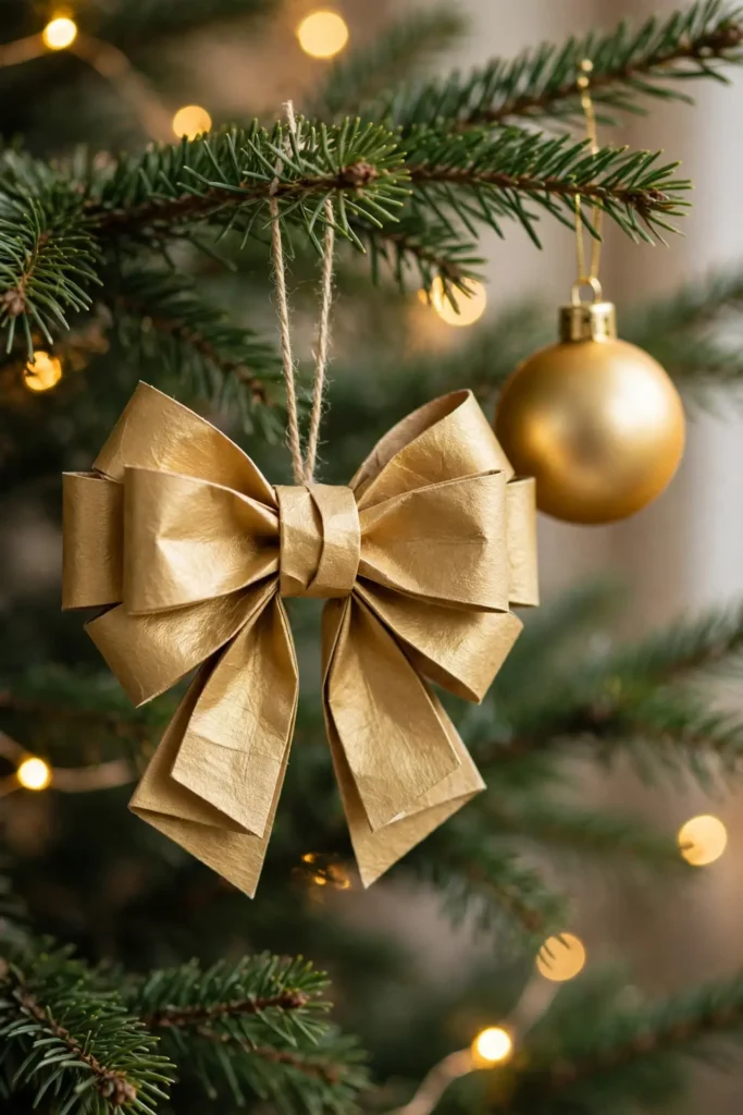 paper bow ornaments christmas tree