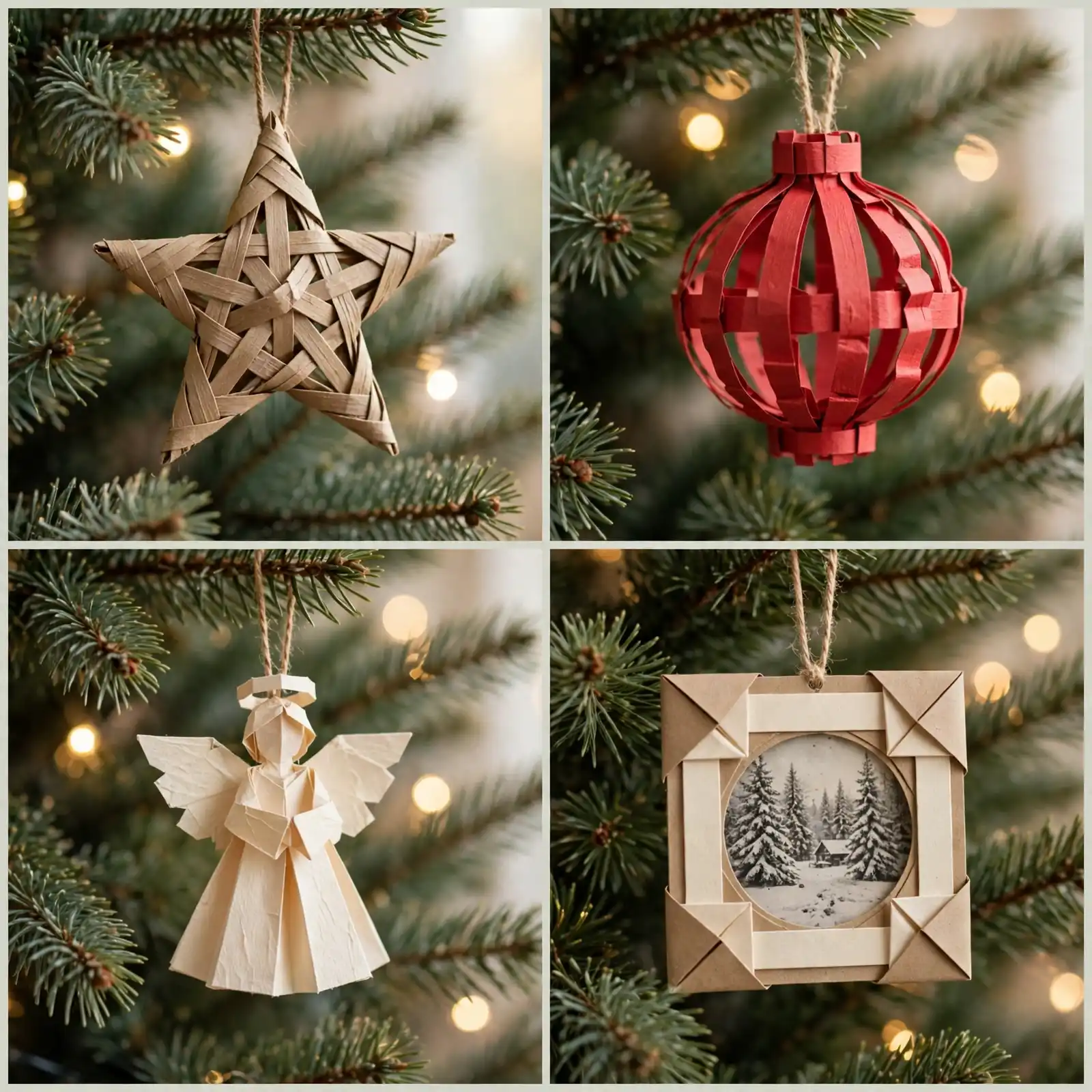 paper christmas ornament collage of paper star bauble angel and photo ornament