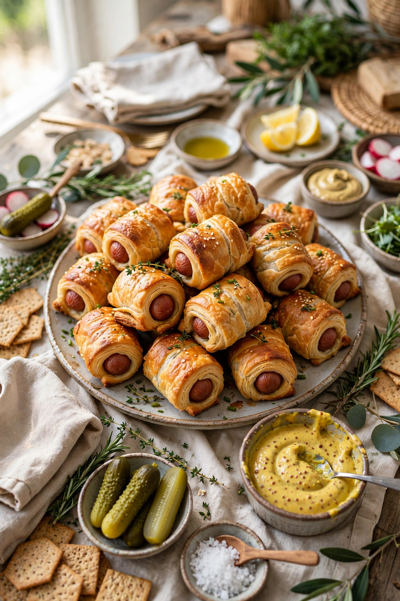 pigs in a blanket with mustard dip