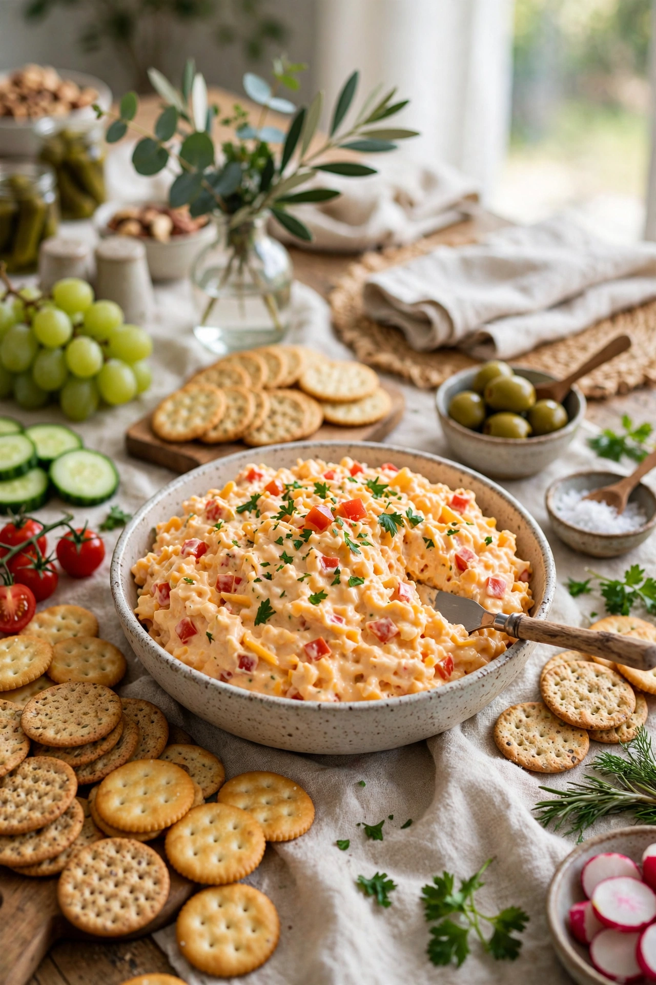 pimento cheese spread with crackers