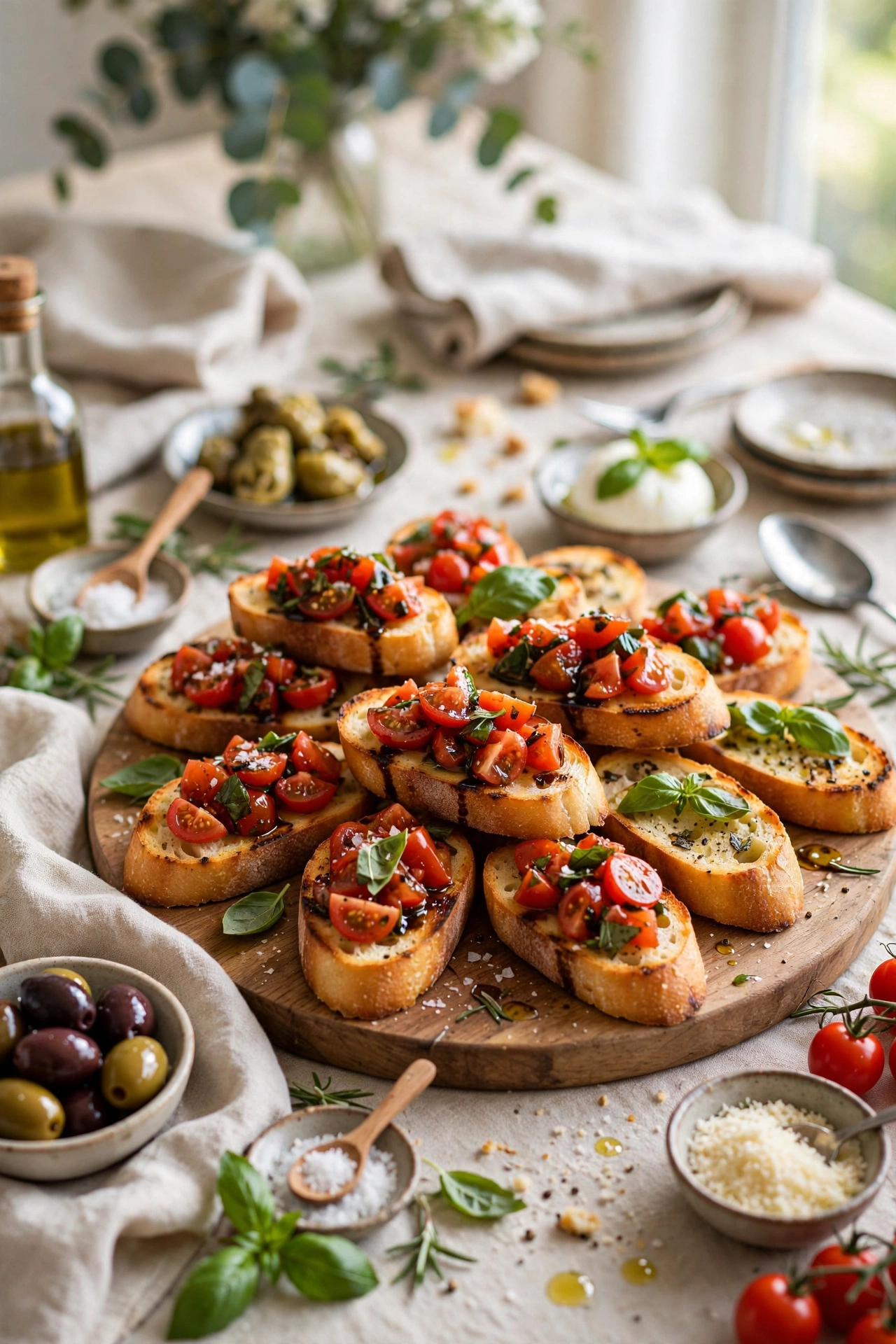 bruschetta on toasted baguette slices