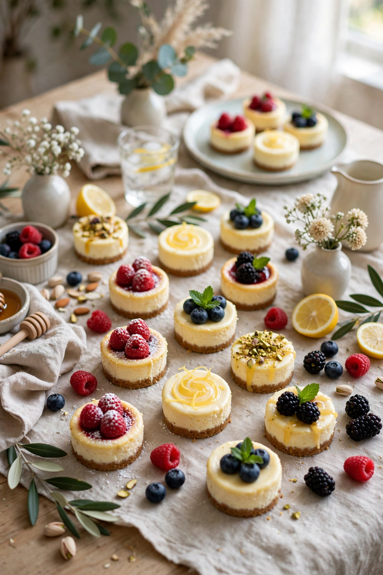 mini cheesecake bites in muffin tin