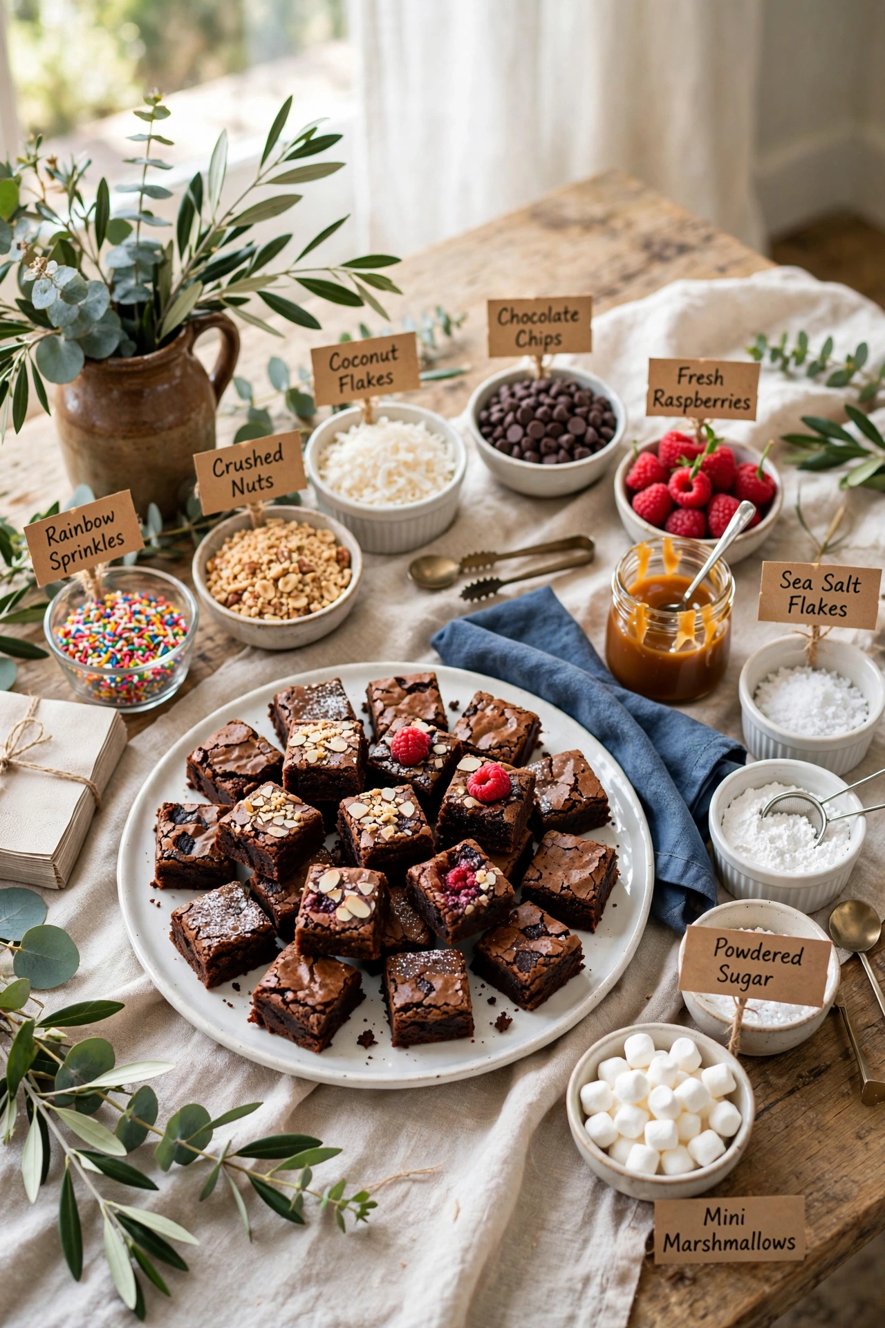 brownie bites with toppings bar