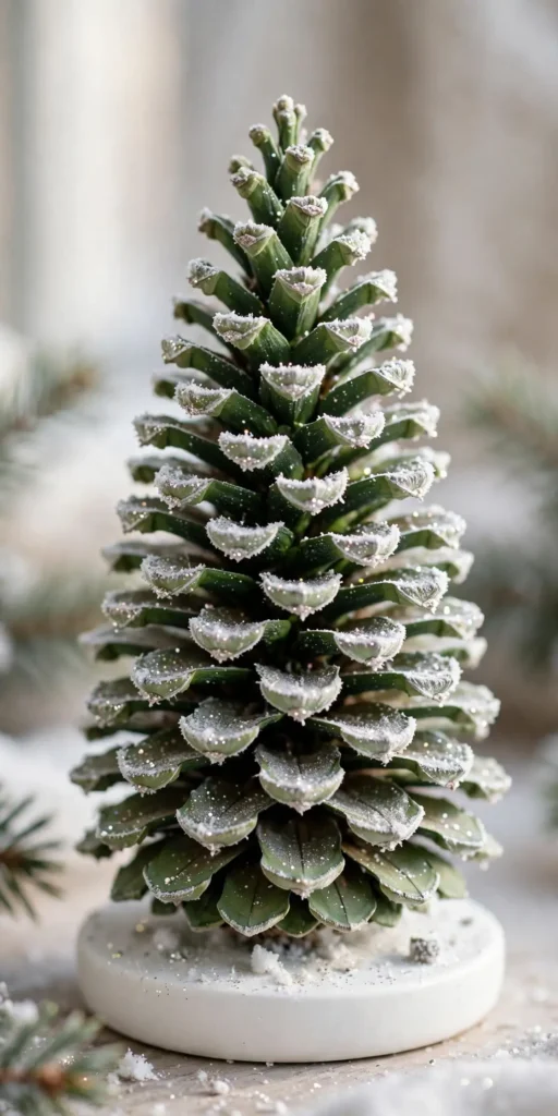pine cone christmas tree decorations snowy