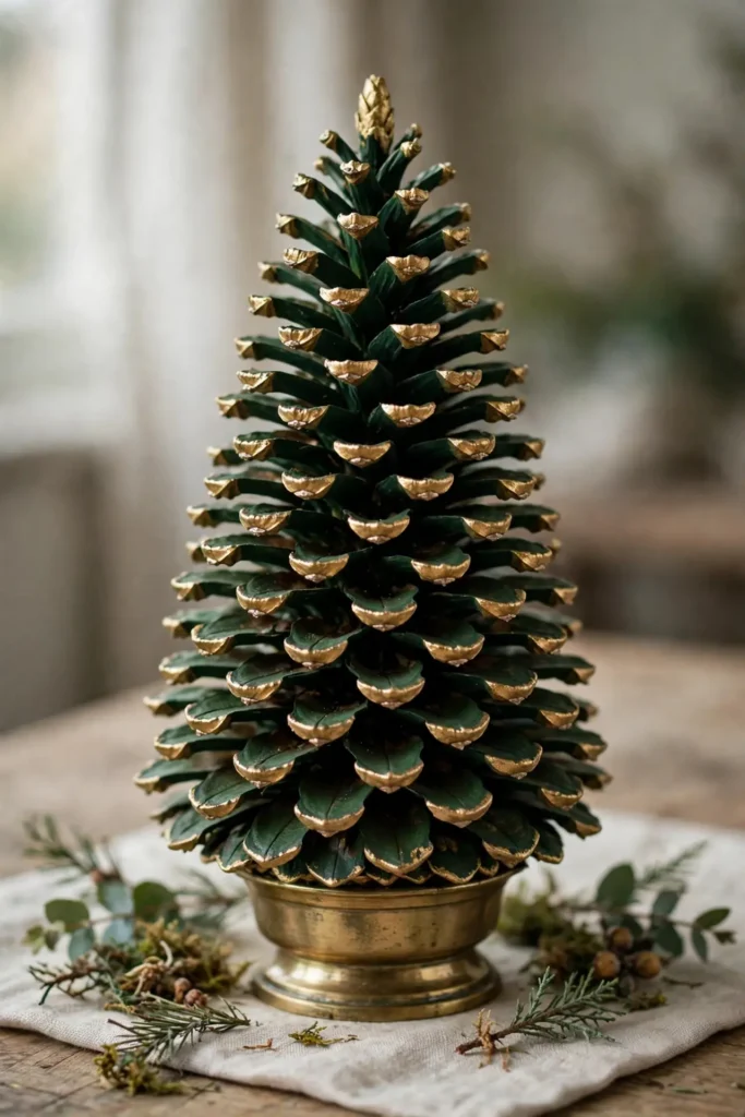 pine cone christmas tree gold