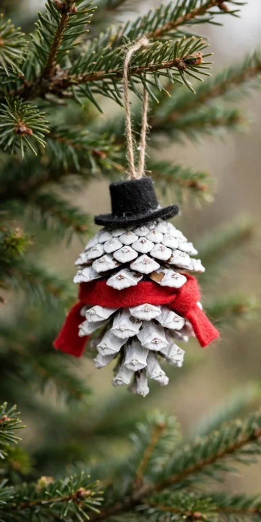 pine cone snowman ornaments christmas