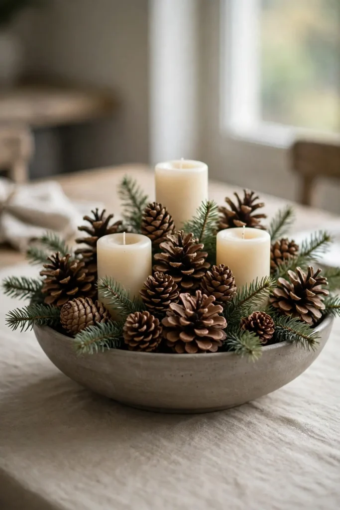 pine cone table decorations centrepiece