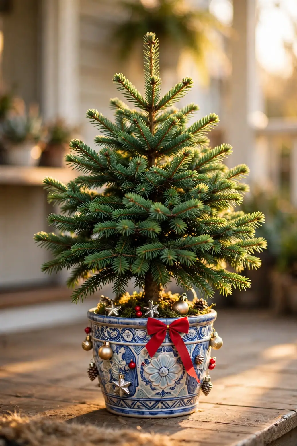 Living Dwarf Spruce Christmas Planter christmas planter dwarf spruce living porch pot