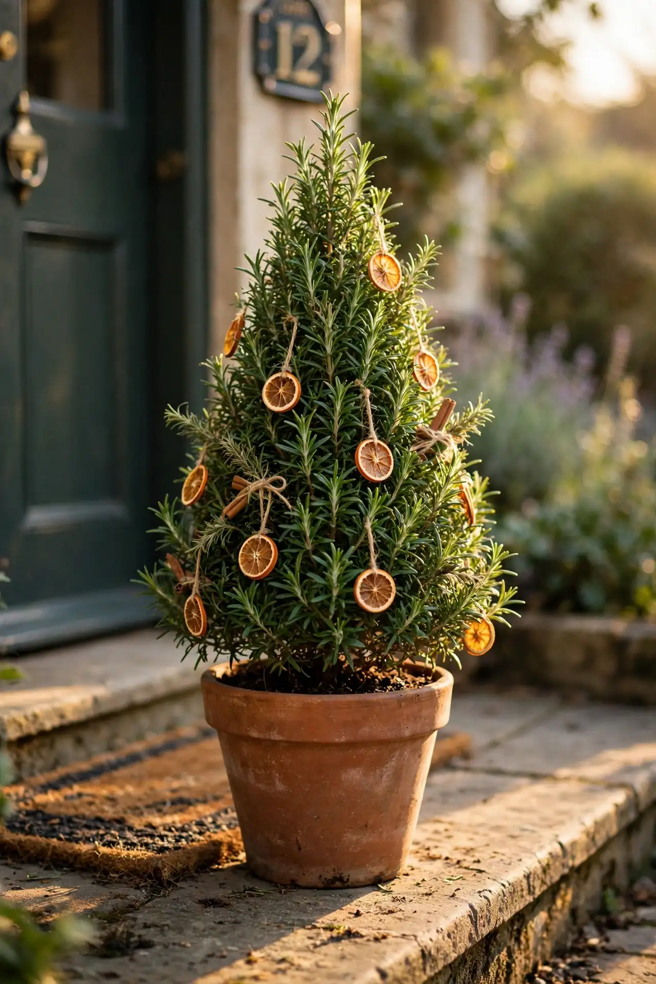 Rosemary Tree Christmas Planter By The Door christmas planter rosemary tree herb pot doorstep