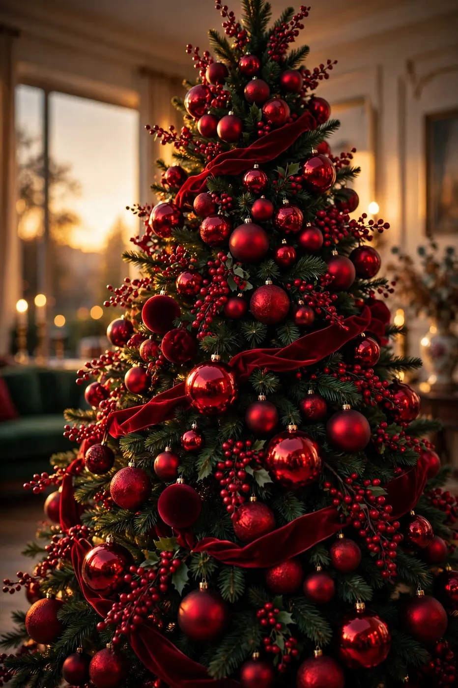 All Red Christmas Tree Decorated all red christmas tree decorated
