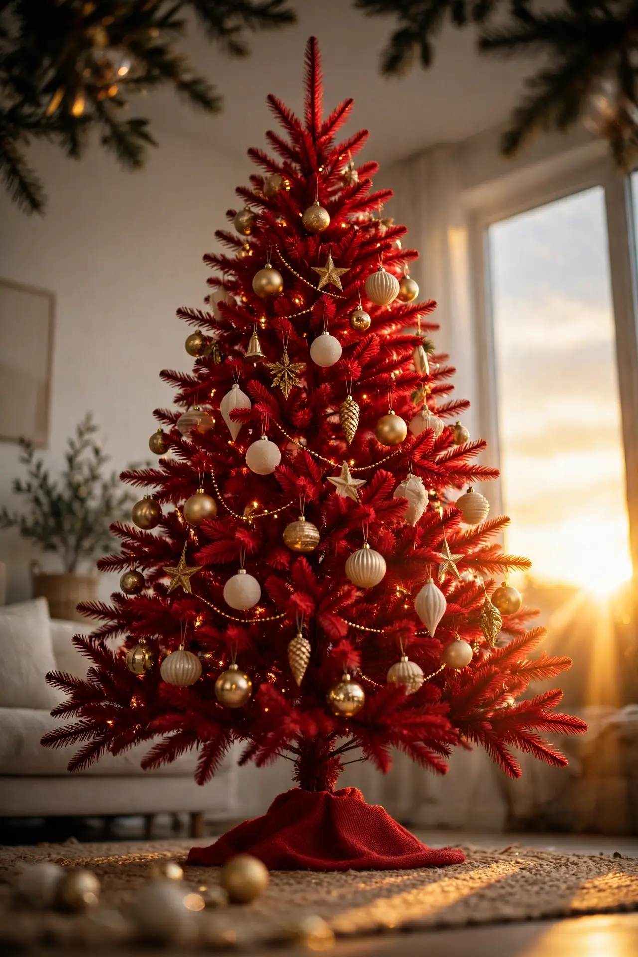 Red Artificial Christmas Tree red artificial christmas tree living room