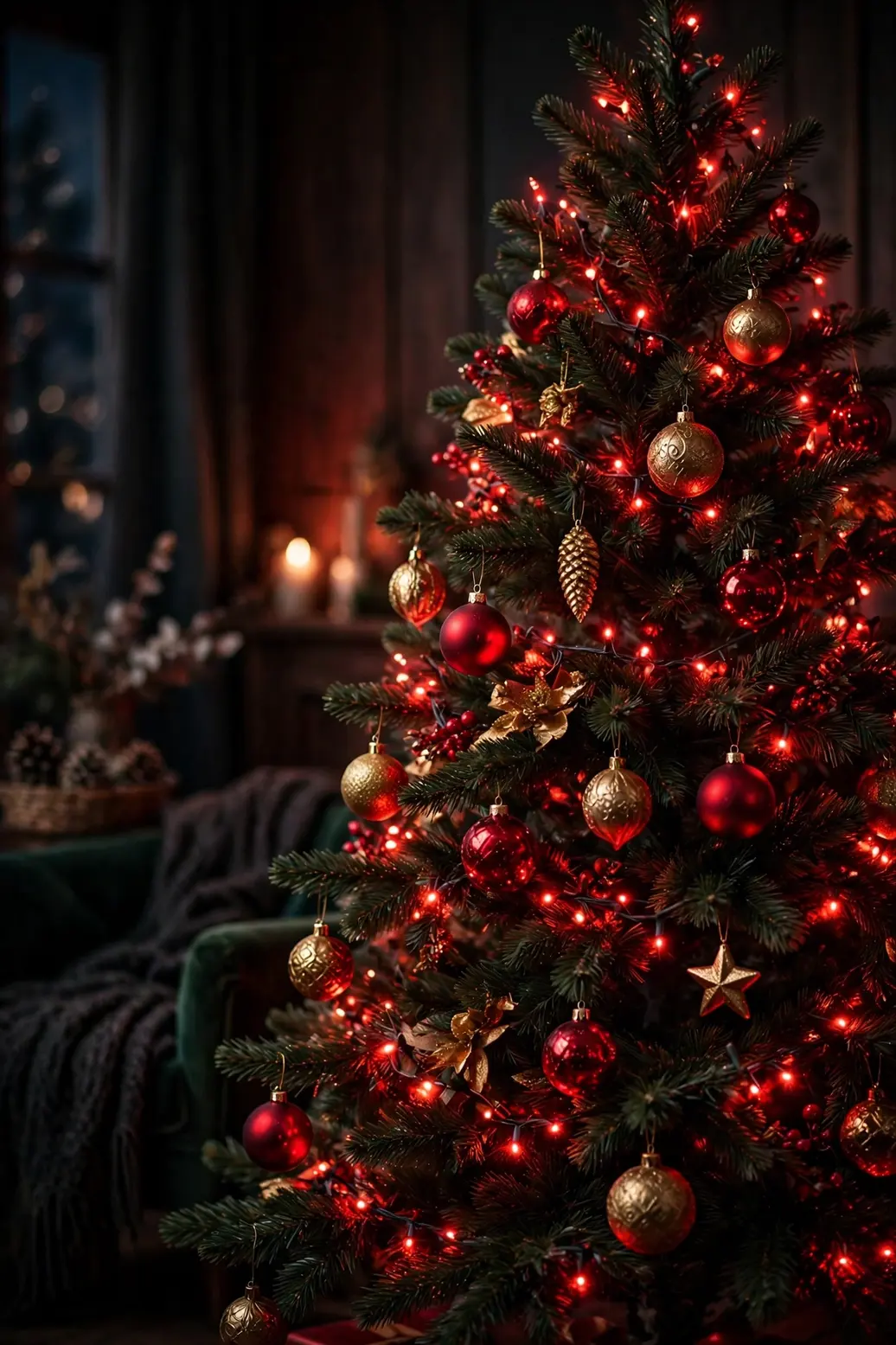 Christmas Tree With Red Lights christmas tree with red lights only