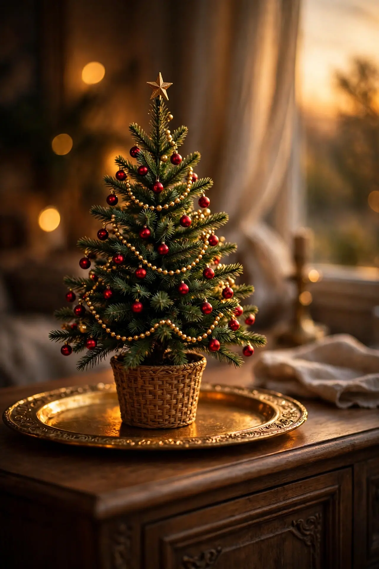 Red And Gold Tabletop Tree red and gold tabletop christmas tree