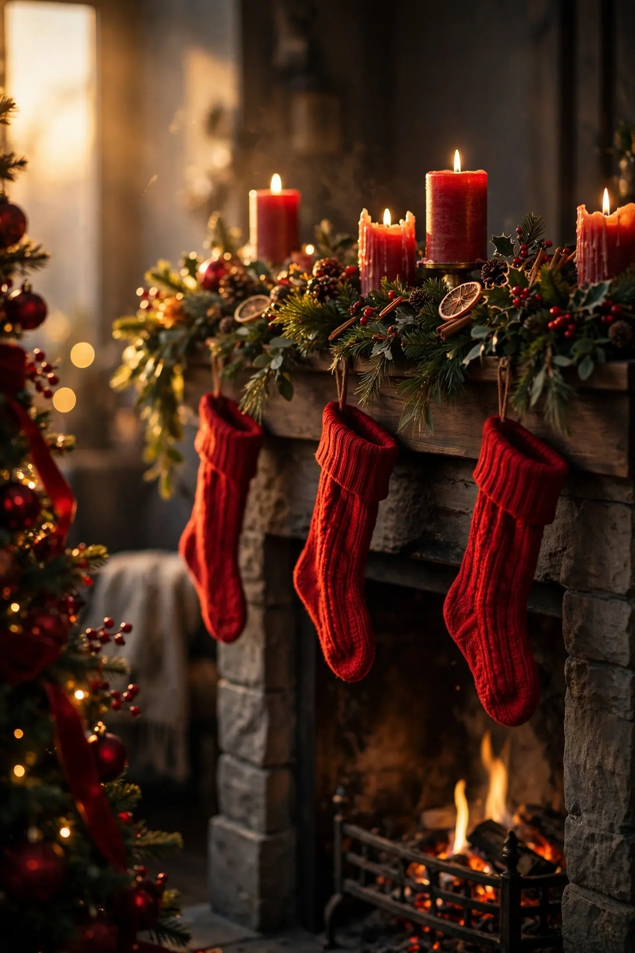 Red Christmas Decor Mantel red christmas decor mantel matching tree