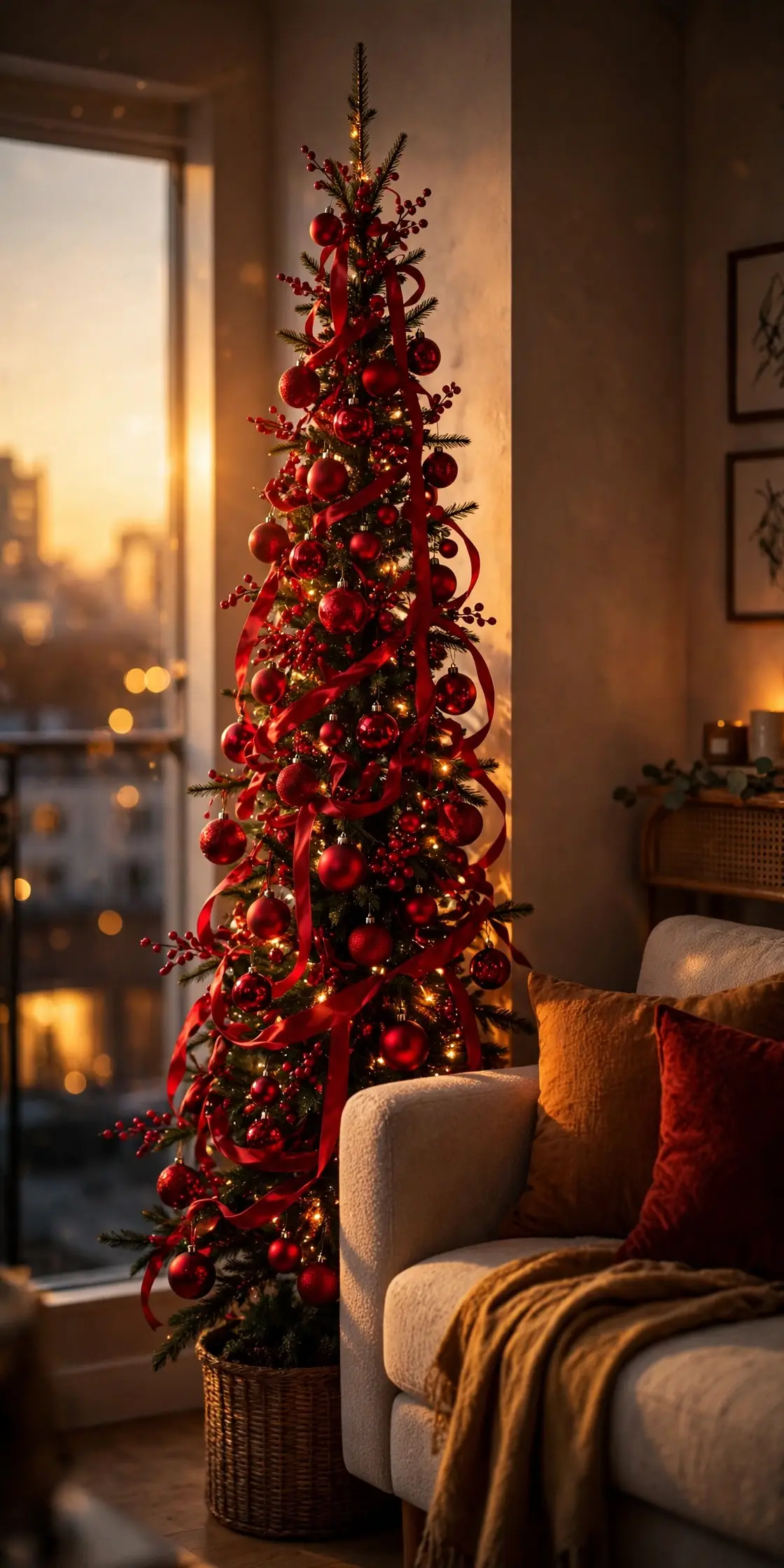 Slim Red Christmas Tree Apartment slim red christmas tree apartment