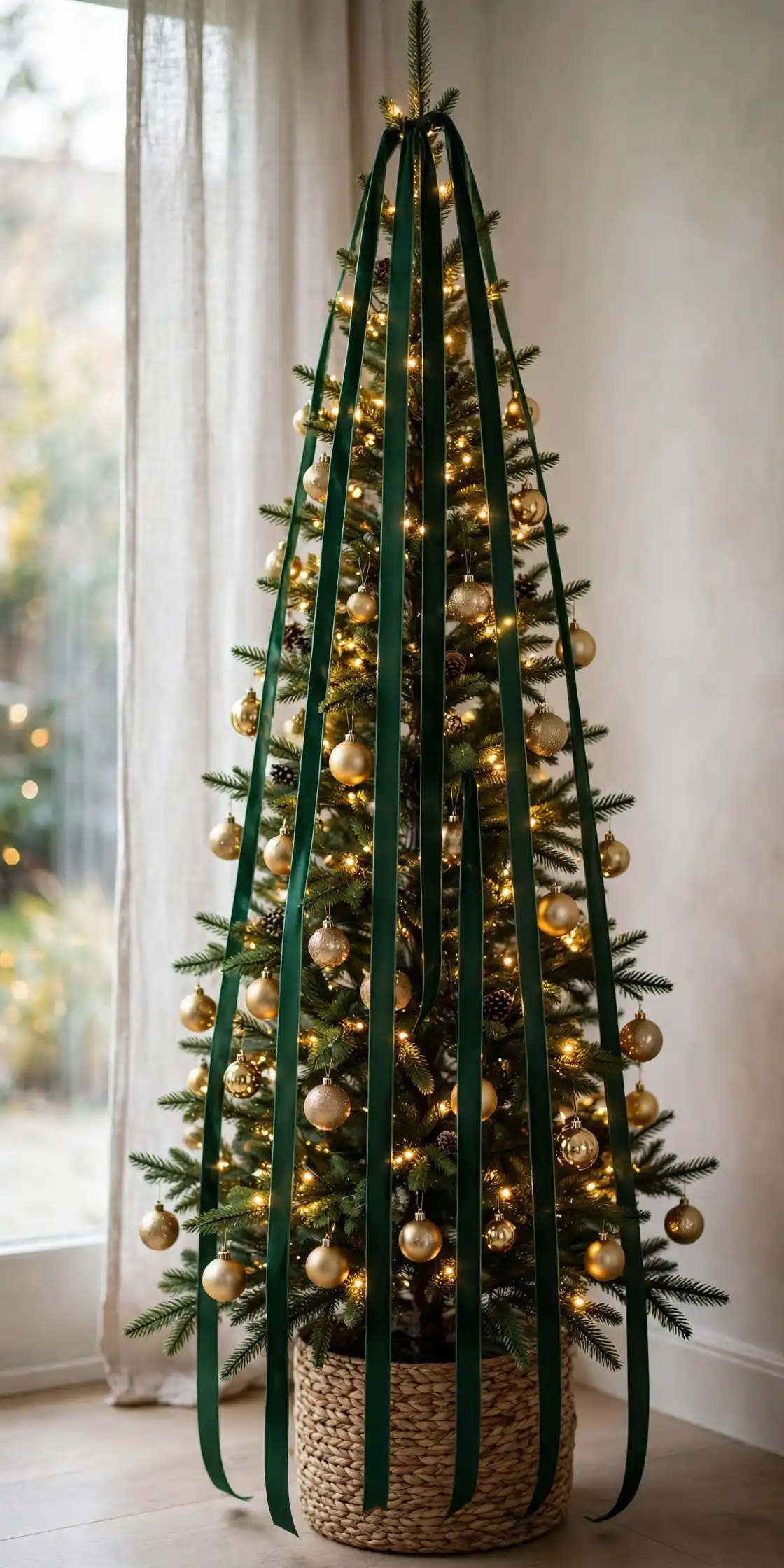 vertical ribbon on christmas tree