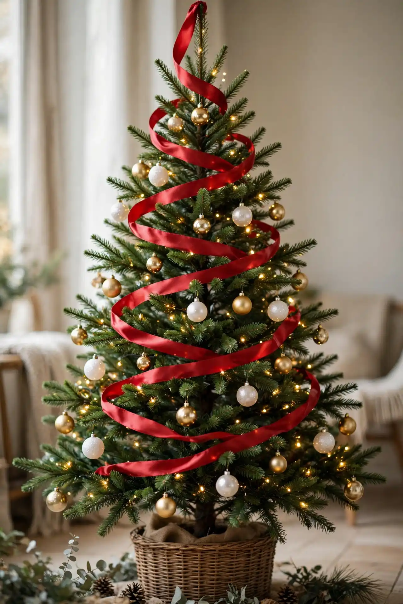 christmas tree ribbon garland