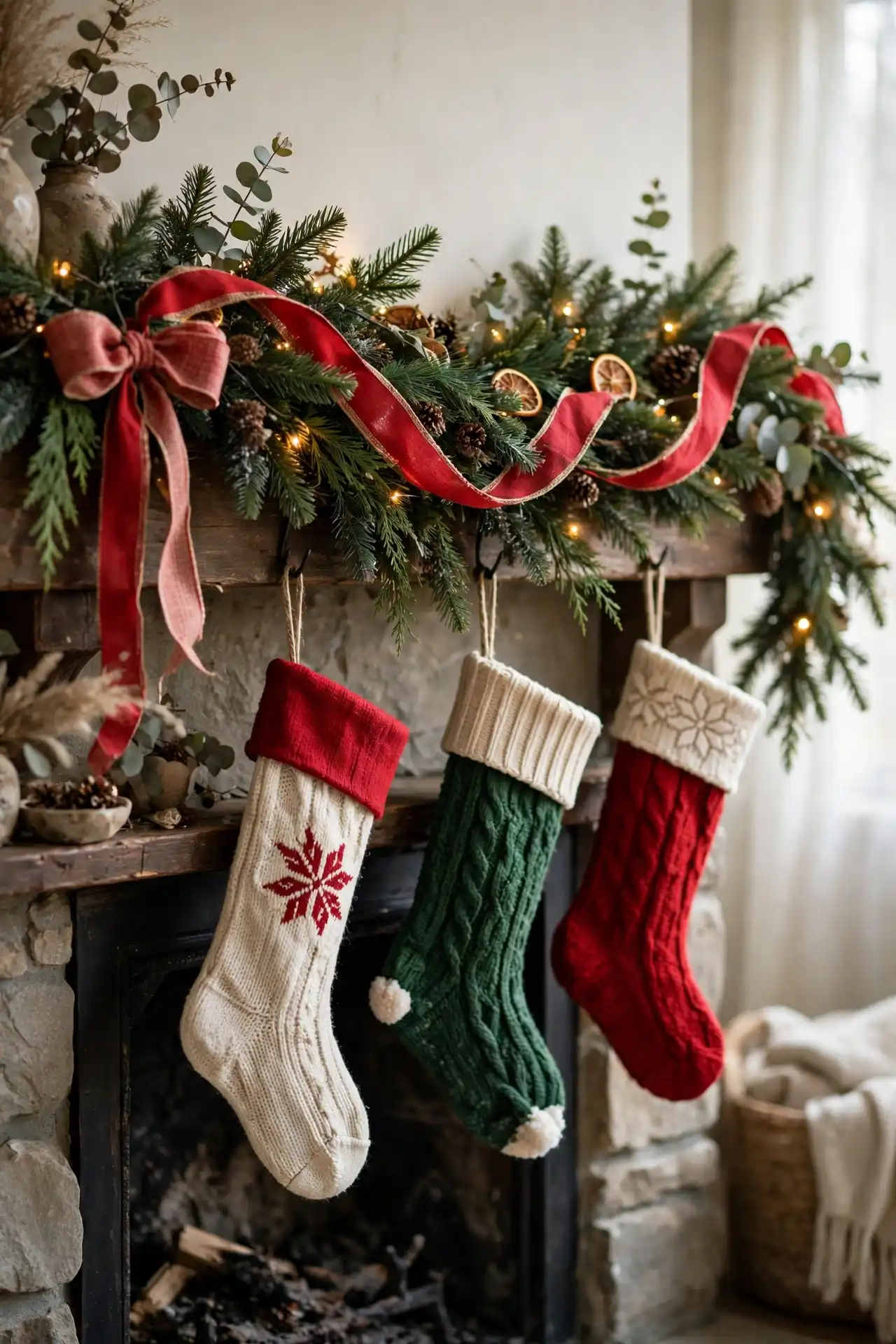 diy christmas garland with ribbon