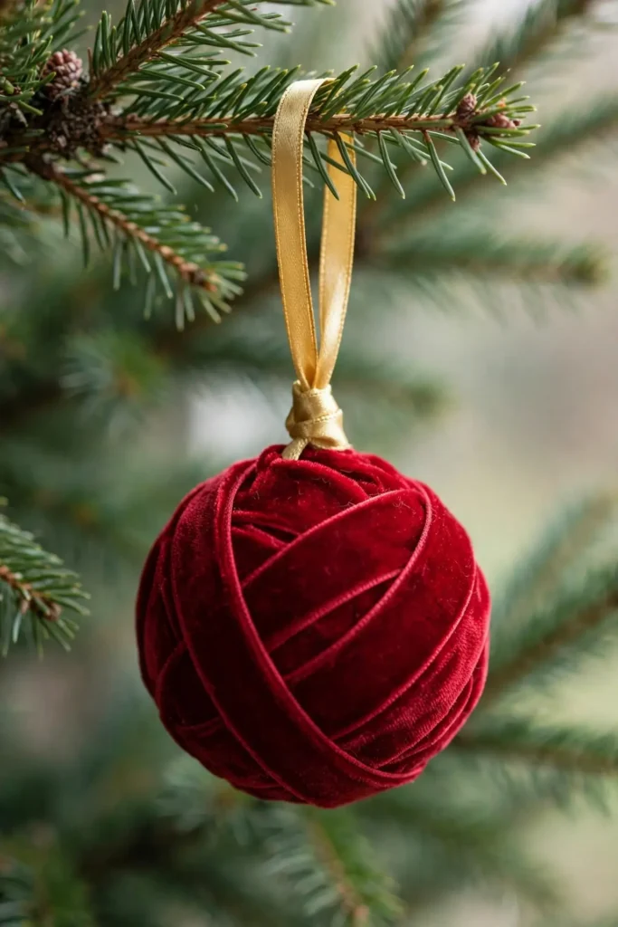 ribbon bauble ornaments christmas velvet