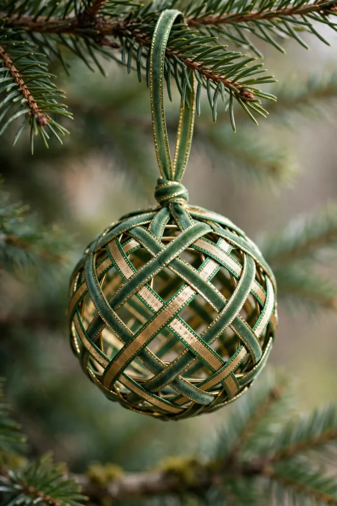 ribbon baubles christmas diy woven