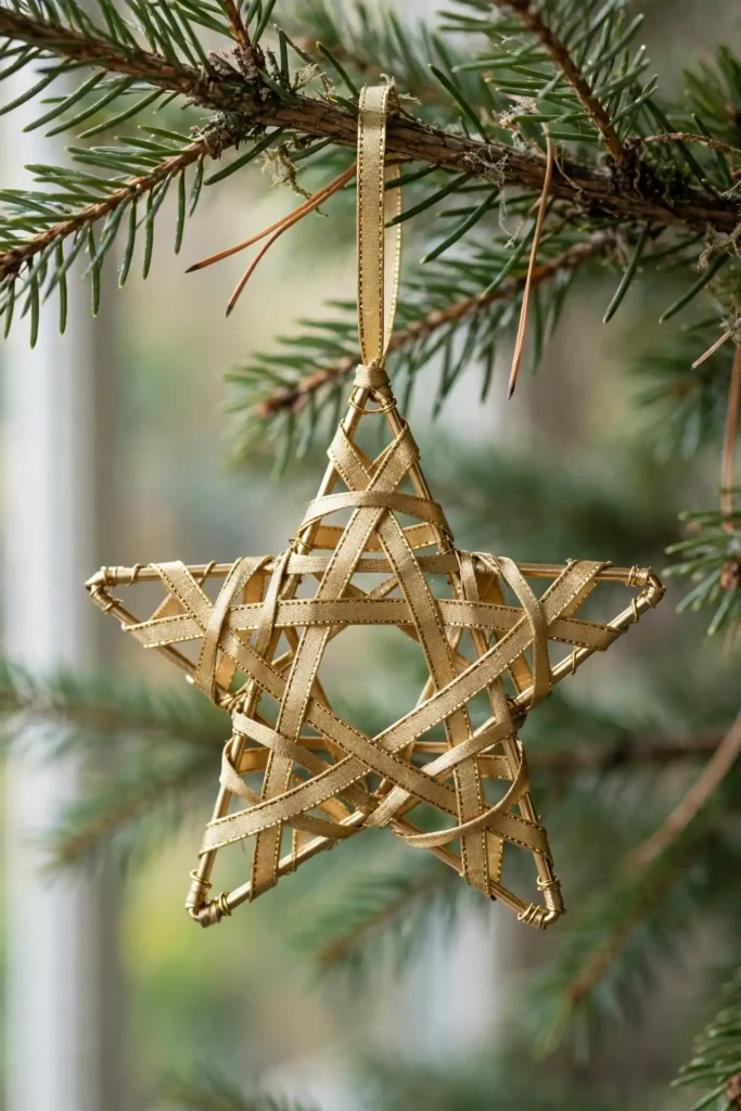 ribbon star ornaments christmas woven