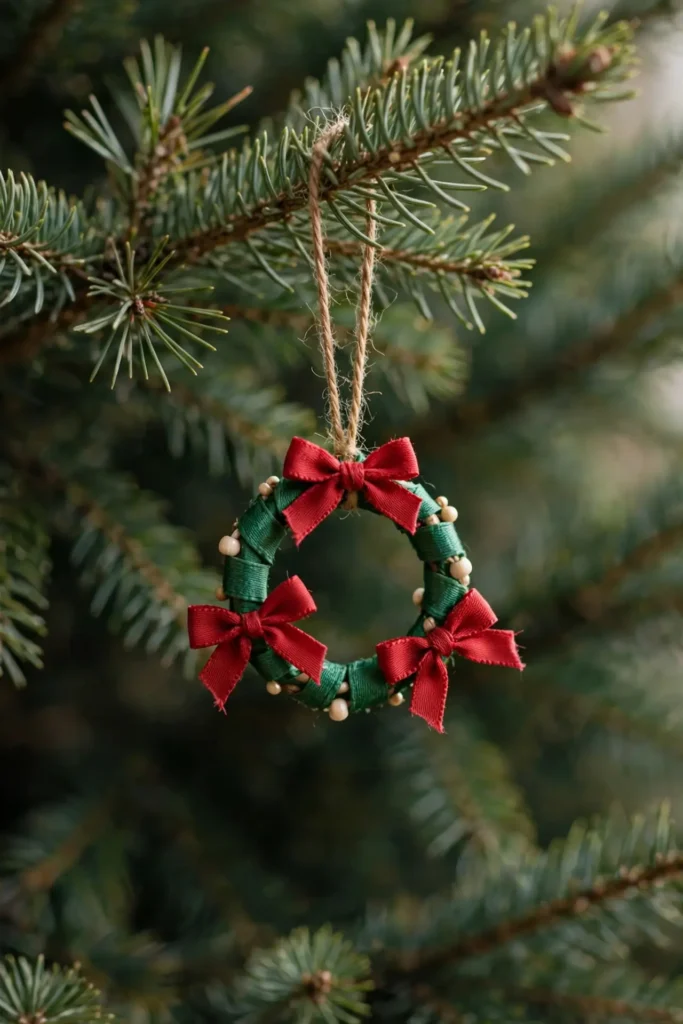 ribbon wreath ornaments christmas mini