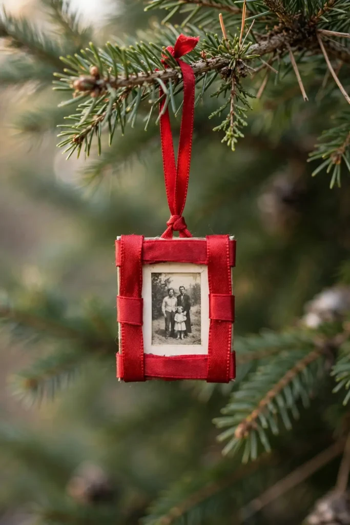 ribbon photo frame ornaments christmas