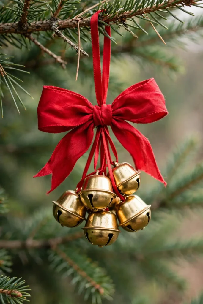 ribbon bell ornaments christmas cluster