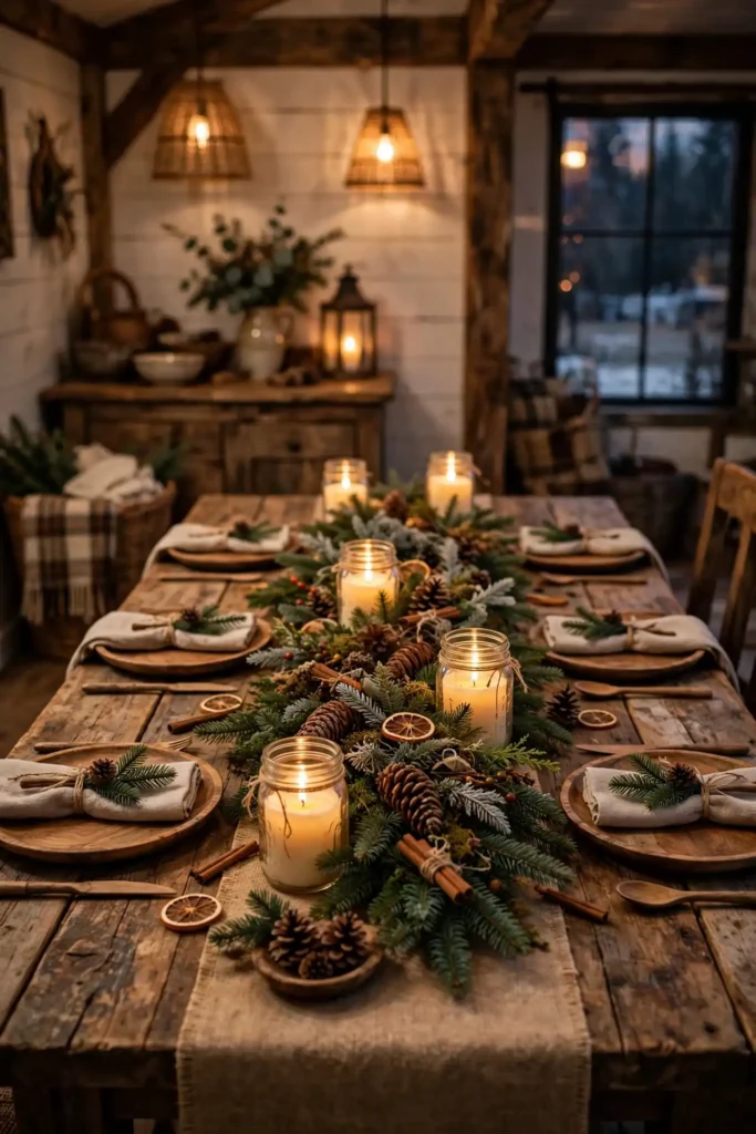 rustic christmas table