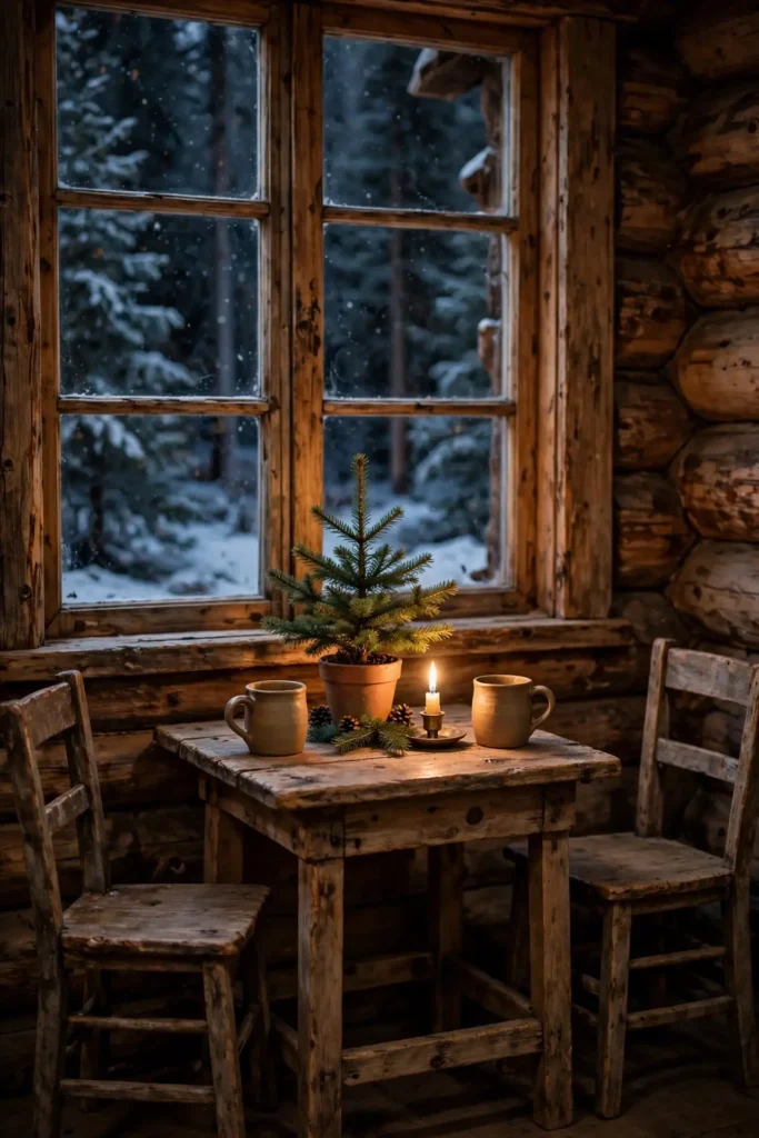 rustic christmas table for two