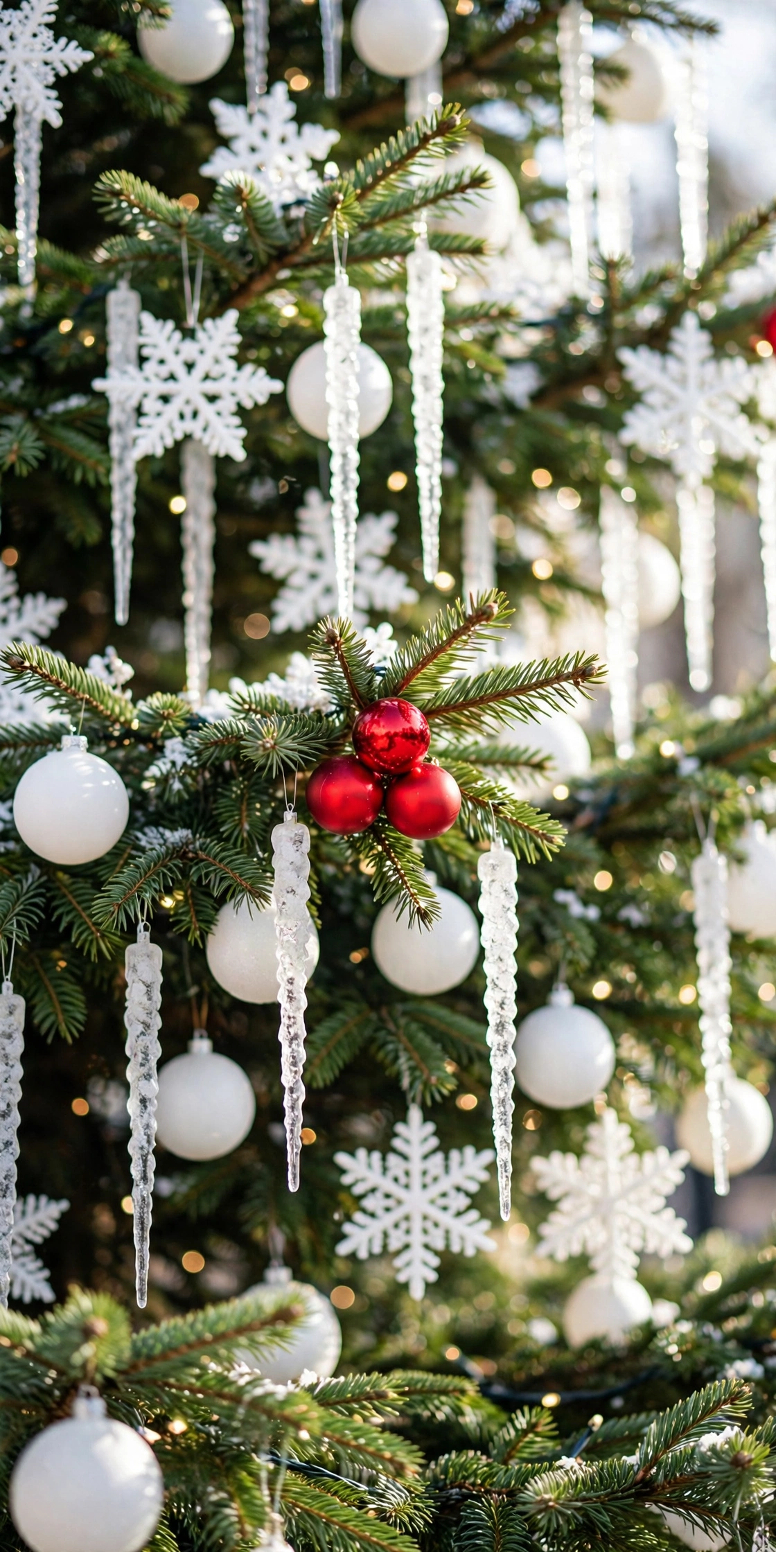 red and white christmas ornaments ratio green tree