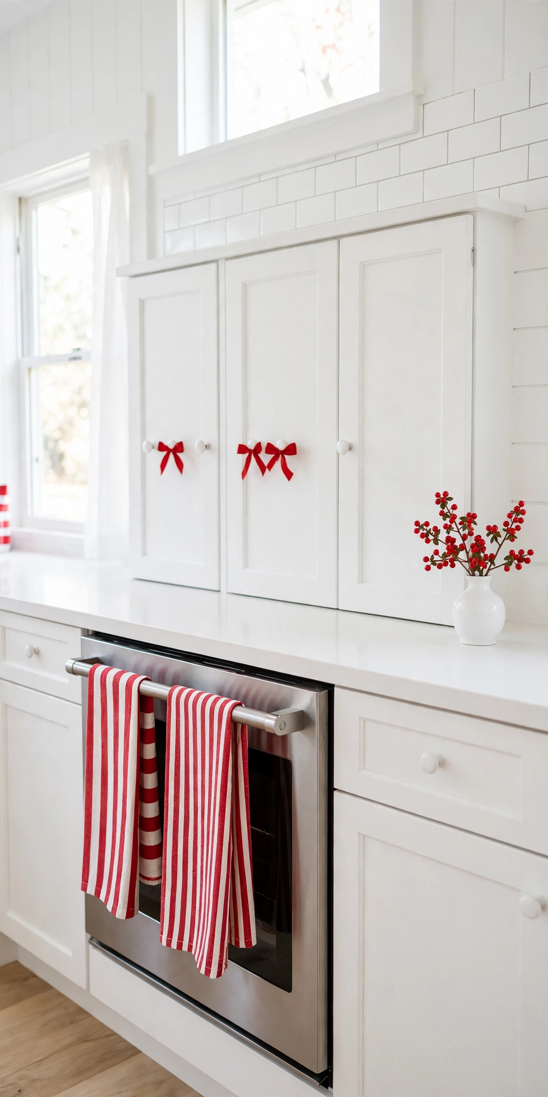 red and white striped kitchen towels christmas kitchen