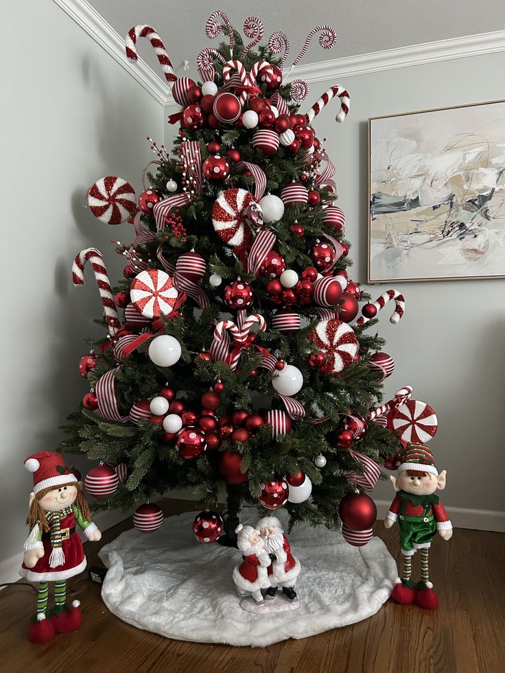 candy cane christmas tree red and white ornaments