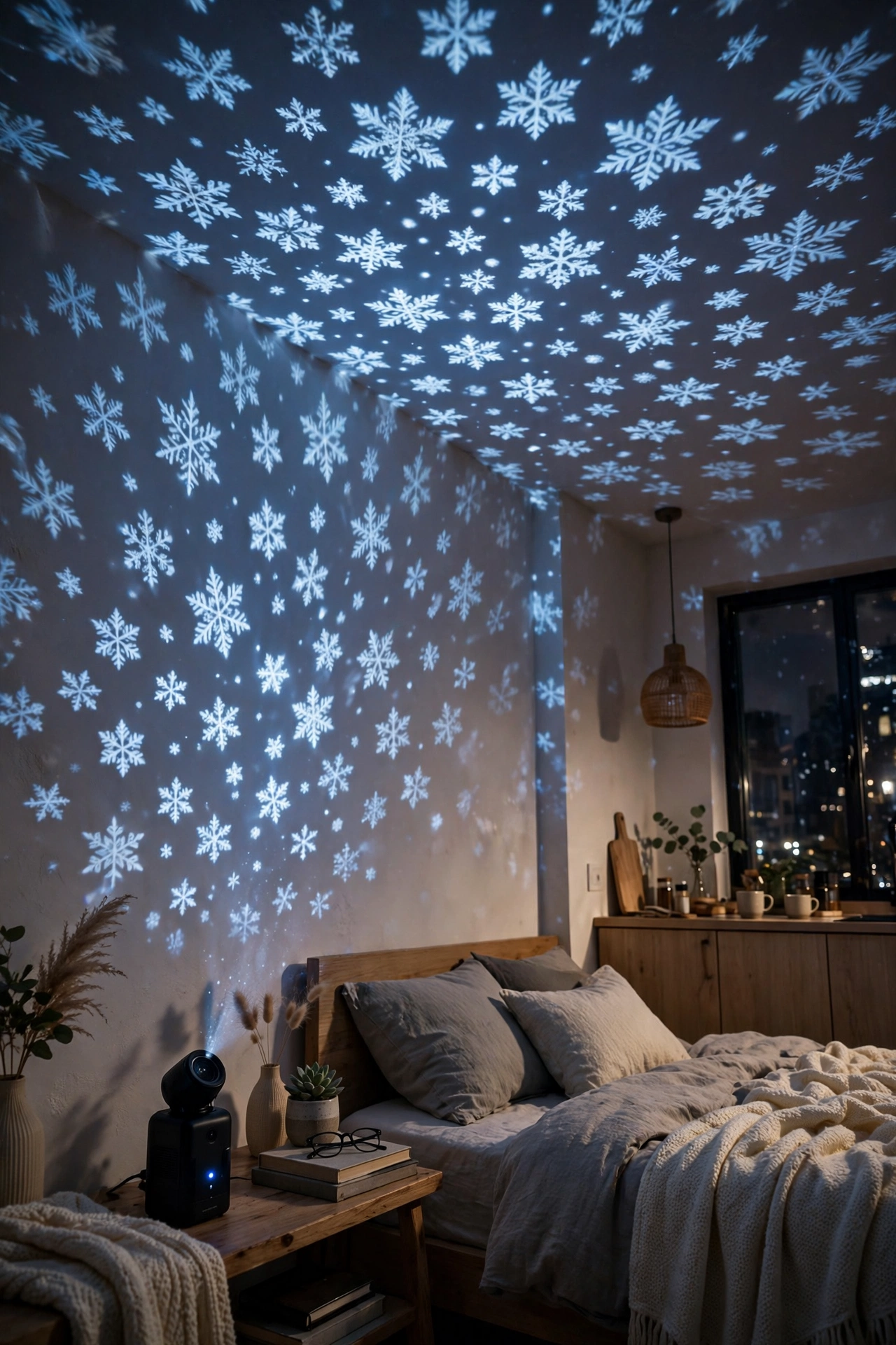 christmas light projector studio apartment