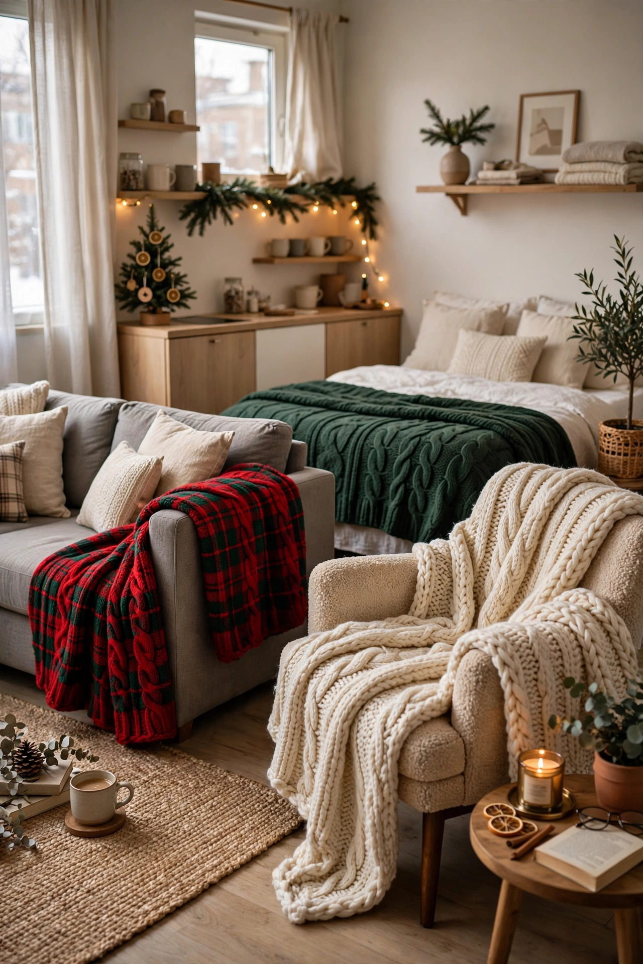 christmas throw blanket studio apartment