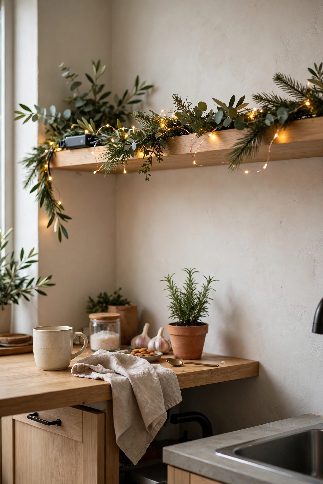 christmas kitchen corner studio garland