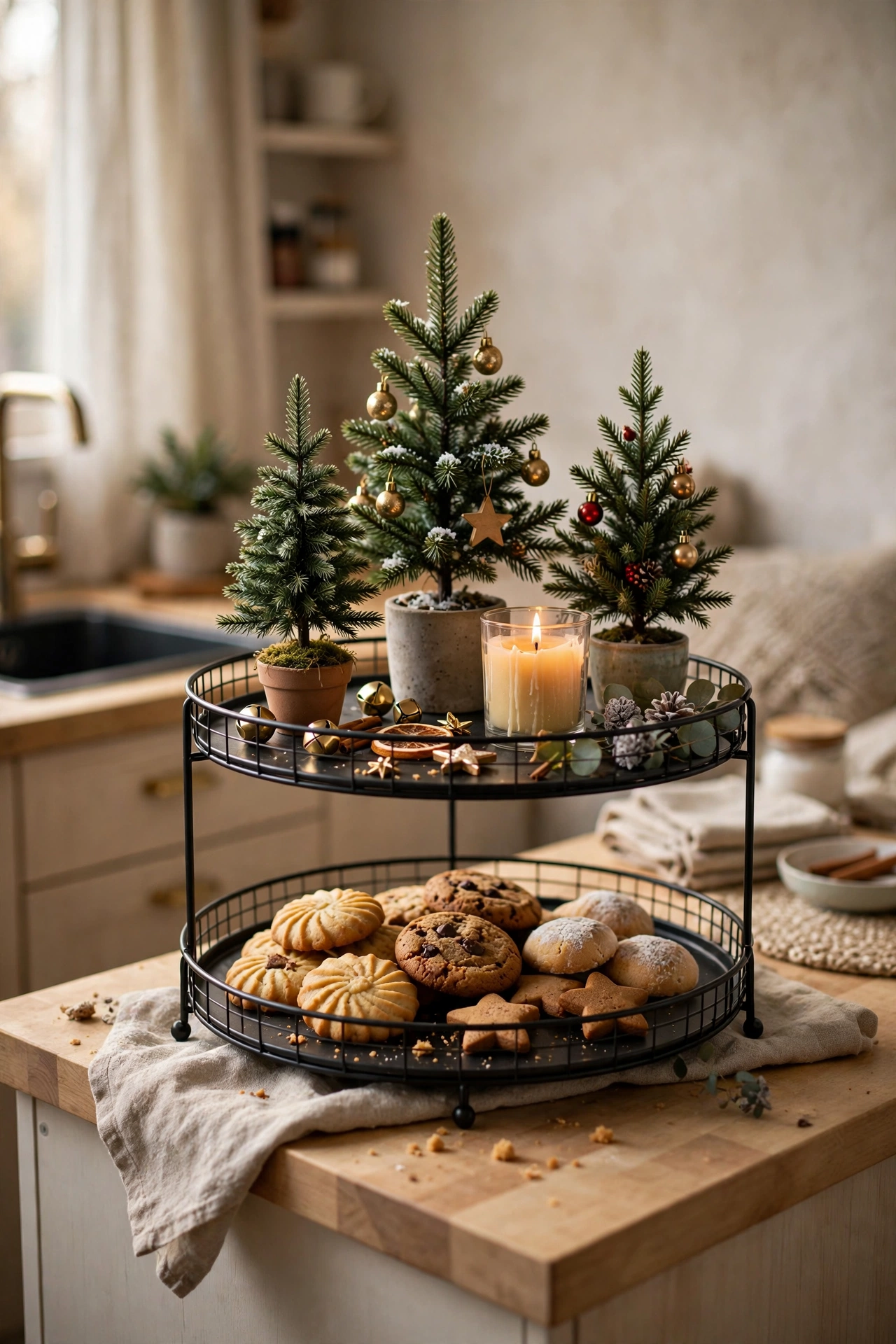 christmas tiered tray studio counter