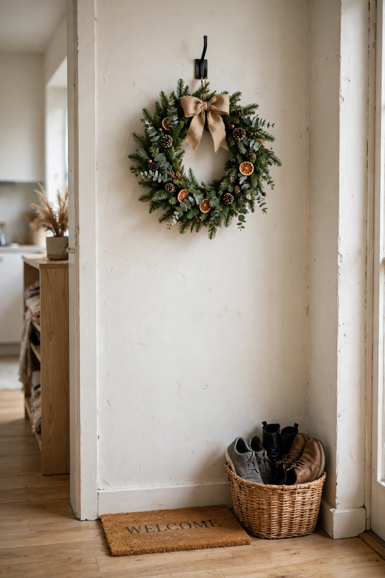 christmas entryway nook studio hooks