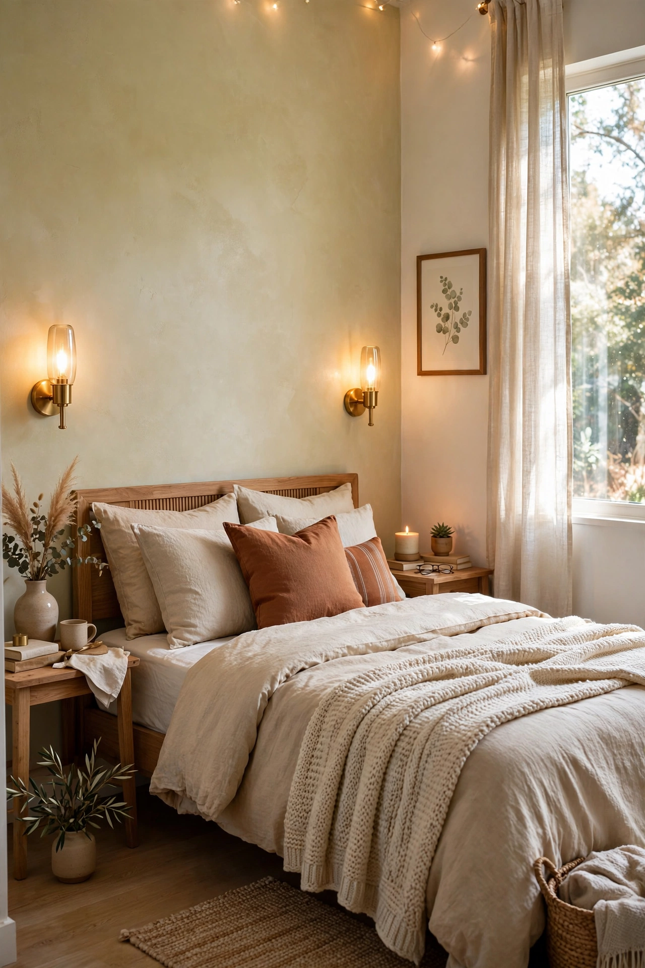 wall sconces warm lighting small bedroom bedside
