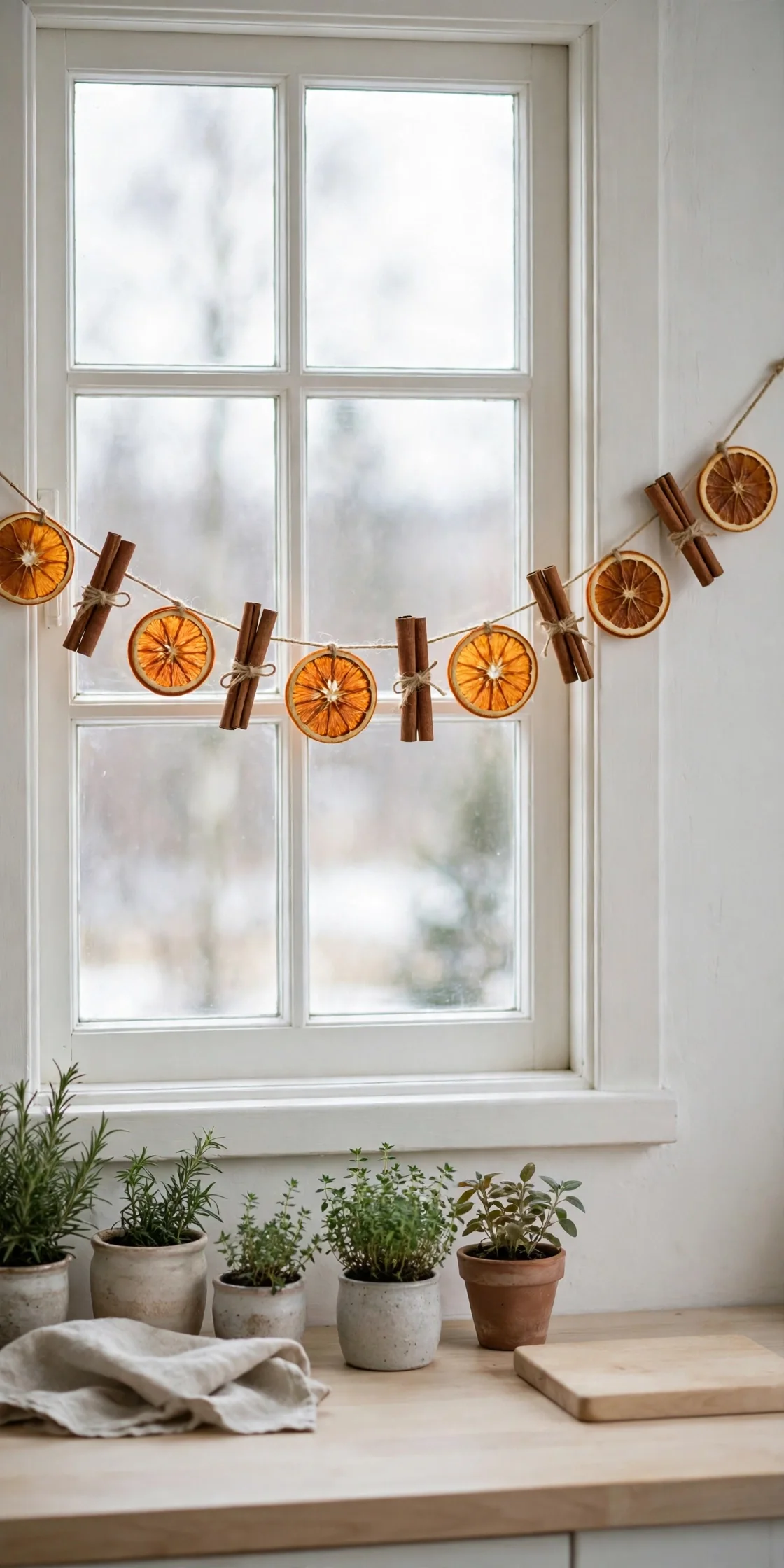 scandinavian christmas dried orange garland kitchen