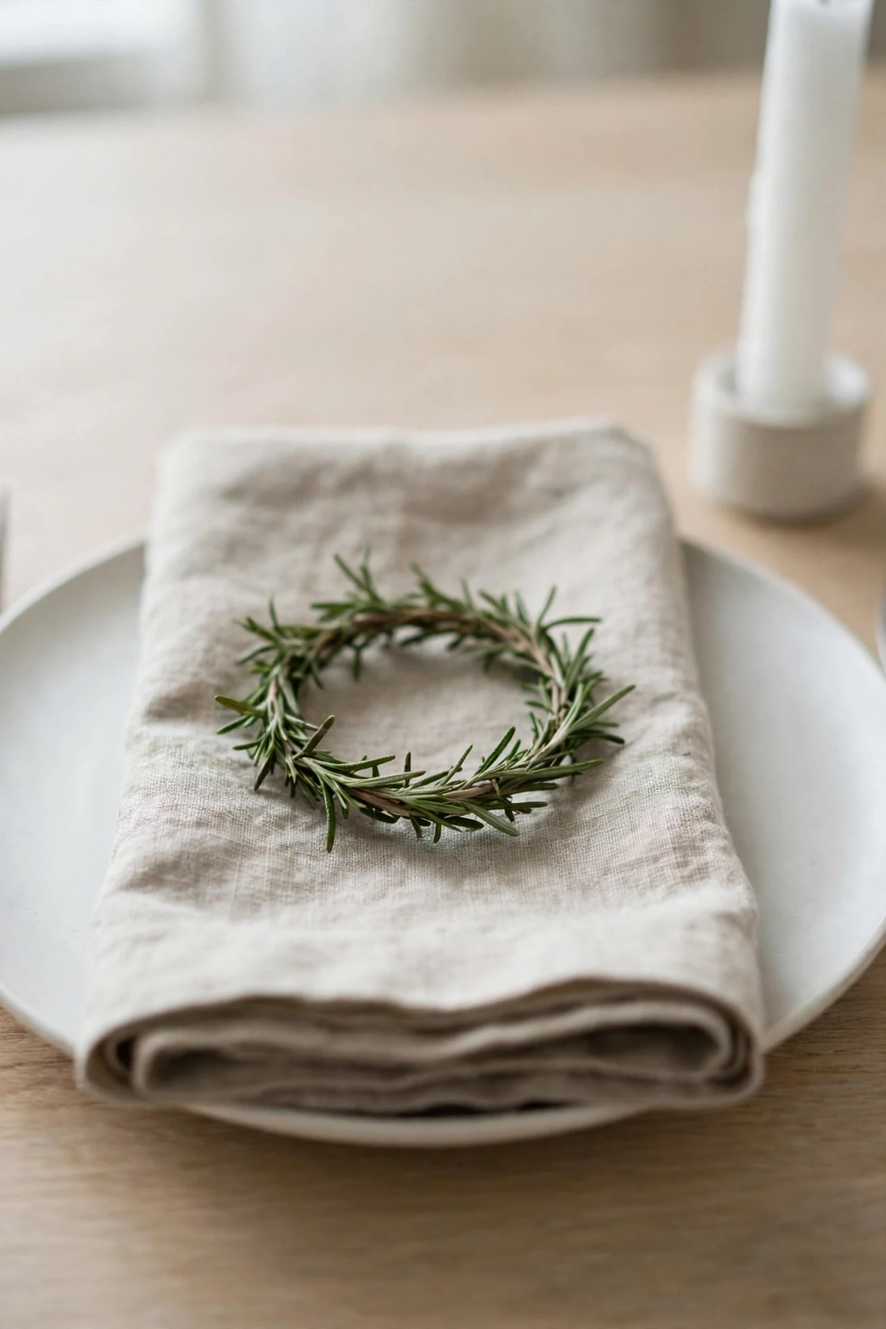 scandinavian christmas place setting mini wreath napkin