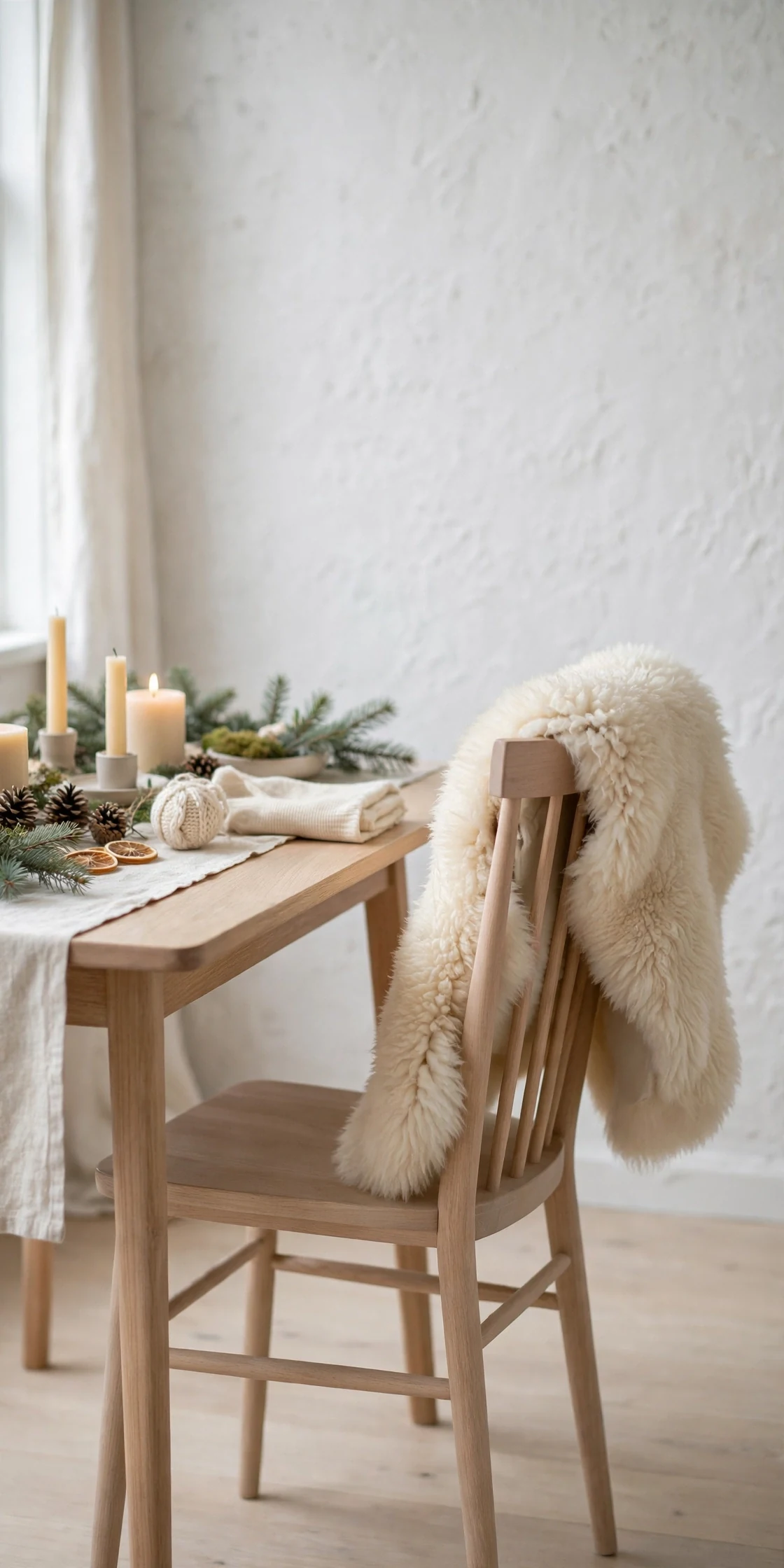 scandinavian christmas sheepskin throw chair