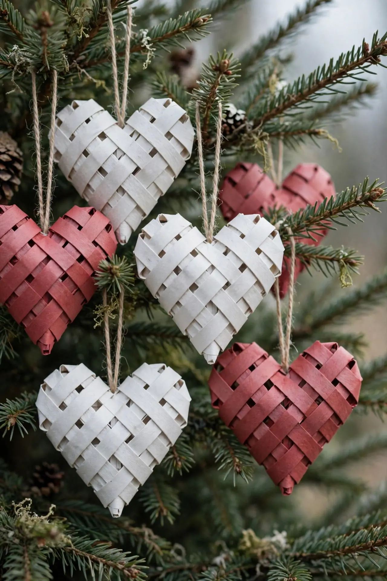 scandinavian christmas woven paper hearts tree