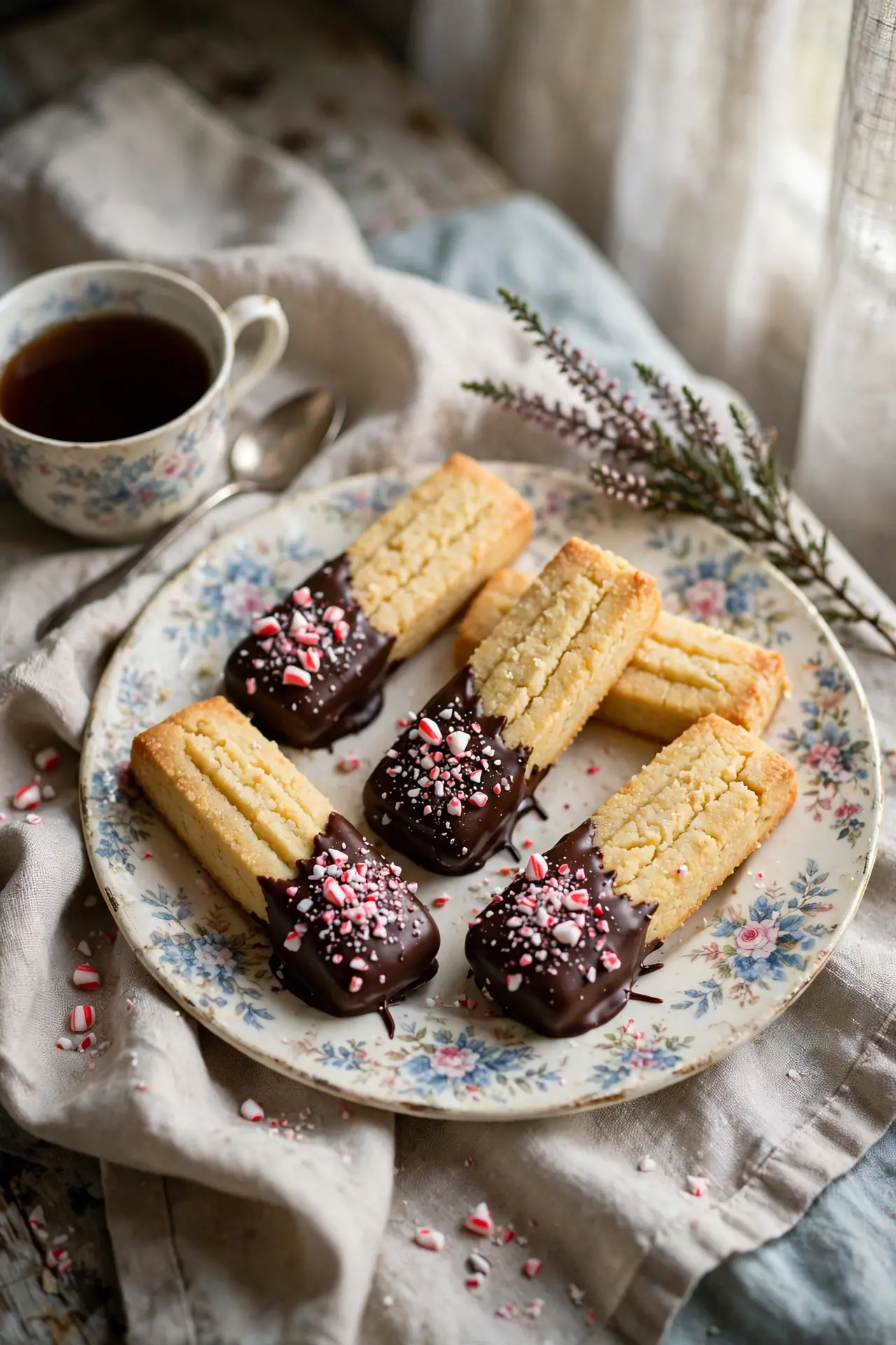 christmas shortbread cookies dipped in chocolate